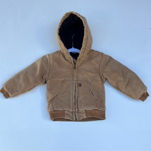 Carhartt Hooded Insulated Active Duck Jacket Coat Brown Boys Size 4T Kids
